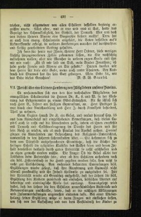 Bericht über eine kleinere Conferenz von Mitgliedern unseres Vereins
