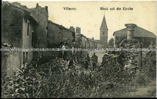 Deutsche Soldaten im zerstörten Villecey-sur-Mad