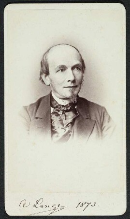 Porträt Adolph Lange : Porträt Adolph Lange (1815-1875; Uhrenfabrikant, Abgeordneter des Sächsischen Landtages 1869-1875), aufgenommen von Hanns Hanfstaengl in Dresden, Stallstraße 1. Albuminpapier auf Karton; 10,5 x 6,1 cm