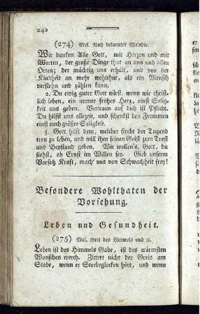 Besondere Wohlthaten der Vorsehung.