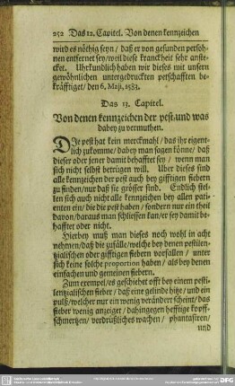Das 13. Capitel. Von denen kennzeichen der pest, und was dabey zu vermuthen