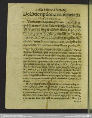 Caput Primum. De Descriptione veniae aetatis