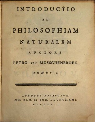 Introductio Ad Philosophiam Naturalem, 1