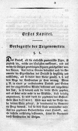 Erstes Kapitel. Vorbegriffe der Trigonometrie.