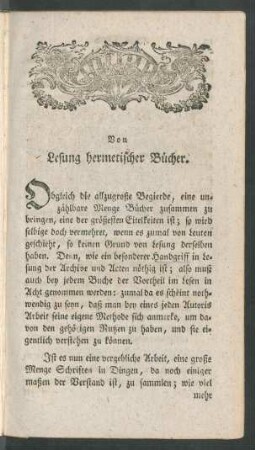 Von Lesung hermetischer Bücher