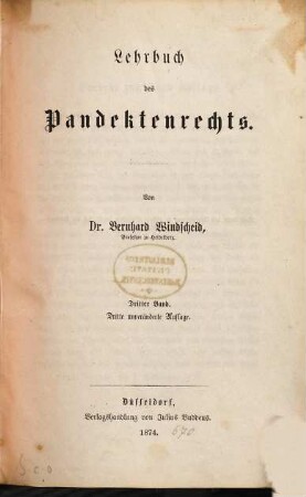 Lehrbuch des Pandektenrechts, 3