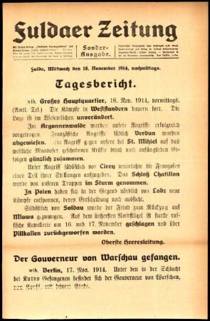 Ausgabe vom Mittwoch, den 18. November 1914.