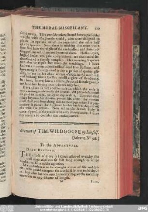 Account of Tim. Wildgoose by himself.