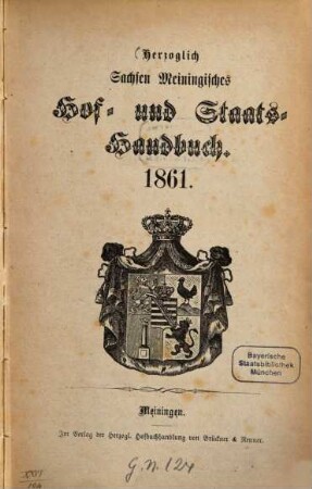 Herzoglich-Sachsen-Meiningisches Hof- und Staats-Handbuch, 1861
