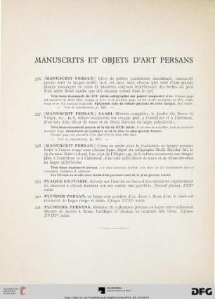 Manuscrits et objets d’art persans (Nr. 336-341)