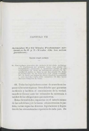Capítulo VII: Artículos 8 y 12 Título Preliminar - artículos 5, 6 y 7 - Título "De los actos jurídicos".