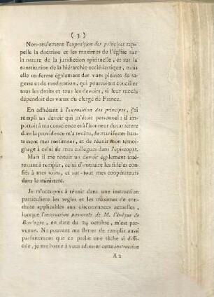 Lettre de M. l'évêque d'Alais à M. le curé de ..., en lui envoyant l'Instruction pastorale de M. l'évêque de Boulogne