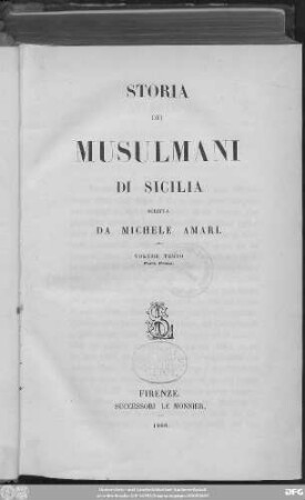 Vol. 3, Pt. 1: Storia dei Musulmani di Sicilia