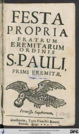 Festa Propria Fratrum Eremitarum Ordinis S. Pauli, Primi Eremitae