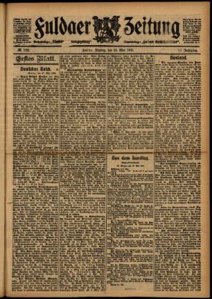 Erste Ausgabe vom Montag, den 29. Mai 1905.