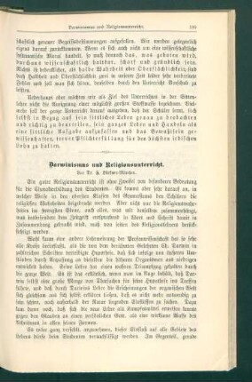 Darwinismus und Religionsunterricht