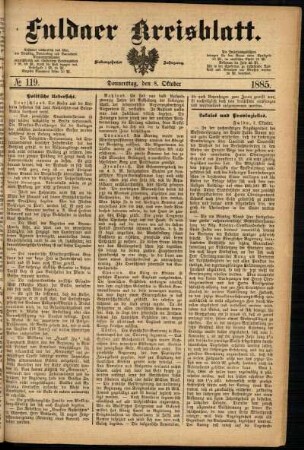 Ausgabe vom Donnerstag, den 08. Oktober 1885.