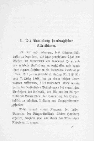 II. Die Sammlung hamburgischer Alterthümer.