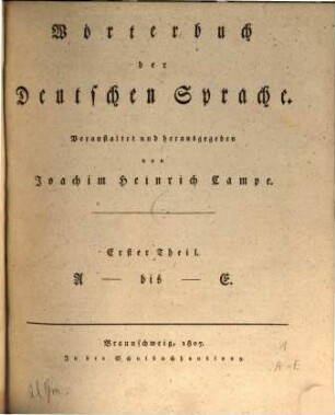 Wörterbuch der deutschen Sprache, 1. A bis E