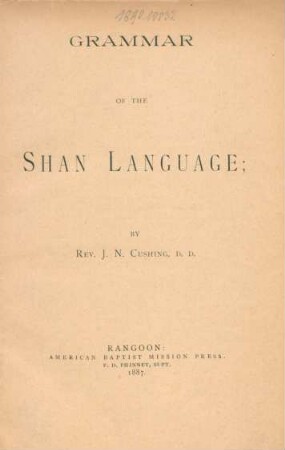 Grammar of the Shan language