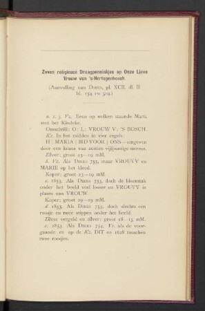 Zesen religieuse Draagpenninkjes op Onze Lieve Vrouw van 's-Hertogenbosch