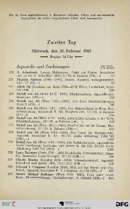 Aquarelle und Zeichnungen (Nr. 220-290a)