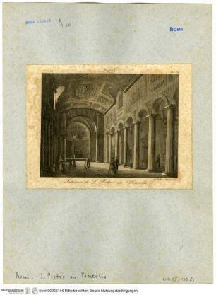 Serie von Kirchenansichten RomsRom, Innenansicht des Mittelschiffs von S. Pietro in Vinculi, zum Hochaltar hin - Unbekannte Serie