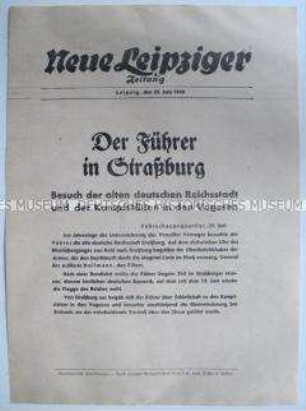Extrablatt der "Neuen Leipziger Zeitung" über einen Besuch Hitlers im besetzten Strasbourgh