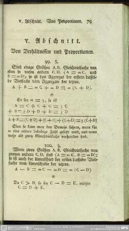 V. Abschnitt. Von Verhältnissen und Proportionen