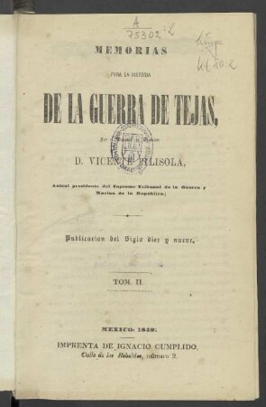 T. 2: Memorias para la historia de la guerra de Tejas