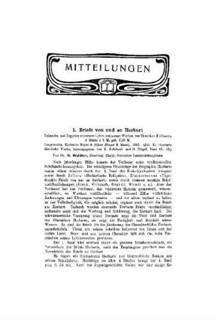 Briefe von und an Herbart