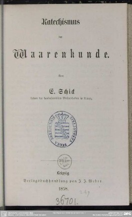 Katechismus der Waarenkunde