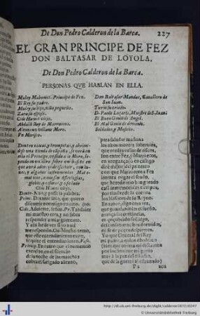 El gran Principe de Fez, Don Baltasar de Loyola.