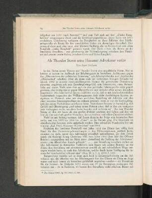 Als Theodor Storm seine Husumer Advokatur verlor.
