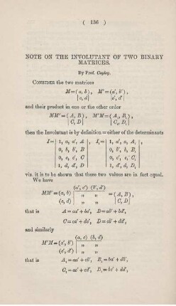 Note on the involutant of two binary matrices.