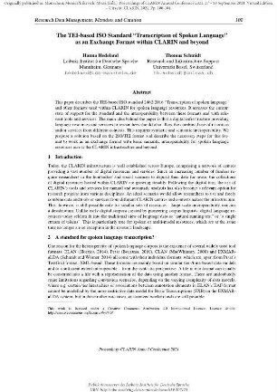 The TEI-based ISO standard “Transcription of Spoken Language” as an exchange format within CLARIN and beyond