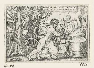 Herkules erwürgt den nemäischen Löwen, Blatt 11 der Folge "Arbeiten des Herkules"