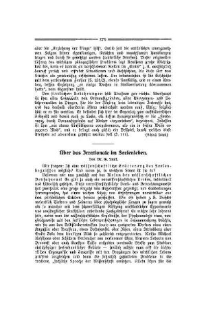 Über das Irrationale im Seelenleben