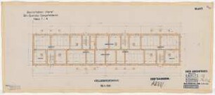 Wohnhausbebauung Seegefelder Straße für Harre, Berlin-Spandau: Haus 1-4, Grundriss Kellergeschoss 1:100