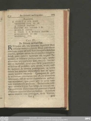 Cap. IV. De Coloniis militaribus.