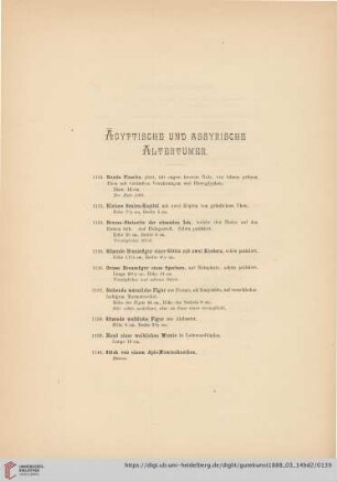 Ägyptische und assyrische Altertümer (Nr. 1132 - 1182)
