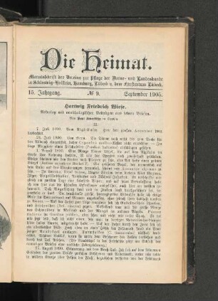 15. Jahrgang. No. 9. September 1905.