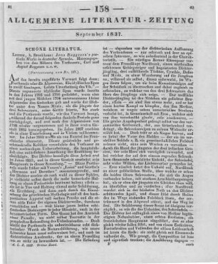 Baggesen, J.: Jens Baggesen's poetische Werke in deutscher Sprache. Hrsg. von den Söhnen des Verfassers, Carl und August Baggesen. T. 1-5. Leipzig: Brockhaus 1836 (Fortsetzung von Nr. 157.)