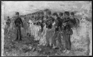 Soldaten und Kommandeur beim Appell