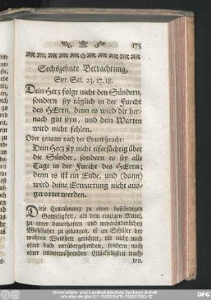 Sechszehnte Betrachtung, Spr. Sal. 23, 17. 18.