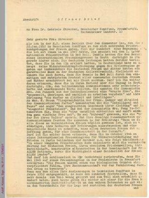 Offener Brief von Maria Deku an Gabriele Strecker