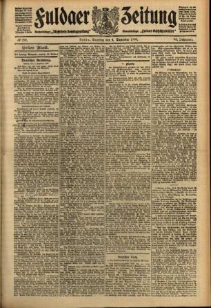 Erste Ausgabe vom Samstag, den 04. Dezember 1909.