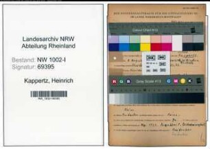 Entnazifizierung Heinrich Kappertz , geb. 08.08.1889 (Polier)
