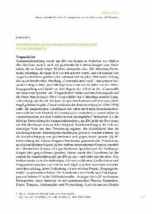 Erinnerungen an ein grammatisches Abenteuer: die IDS-Grammatik