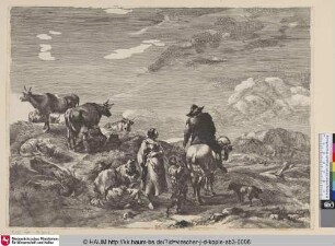 [Der wohltätige Bauer; Mounted farmer giving alms to a begging boy]